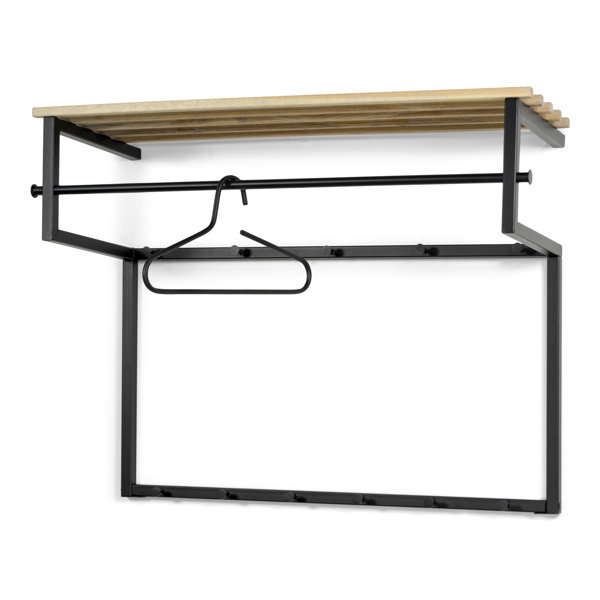 Spinder 11 Hook Wall Mounted Coat Rack in Black/Oak Wayfair.co.uk